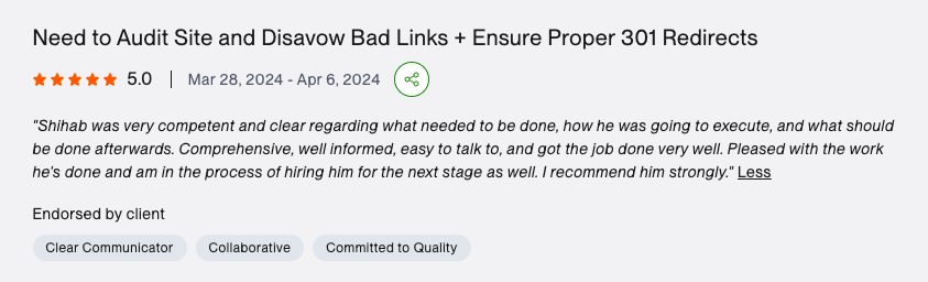 Client feedback