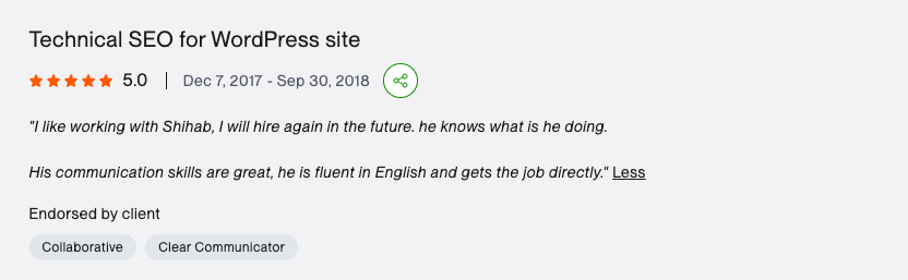Client feedback